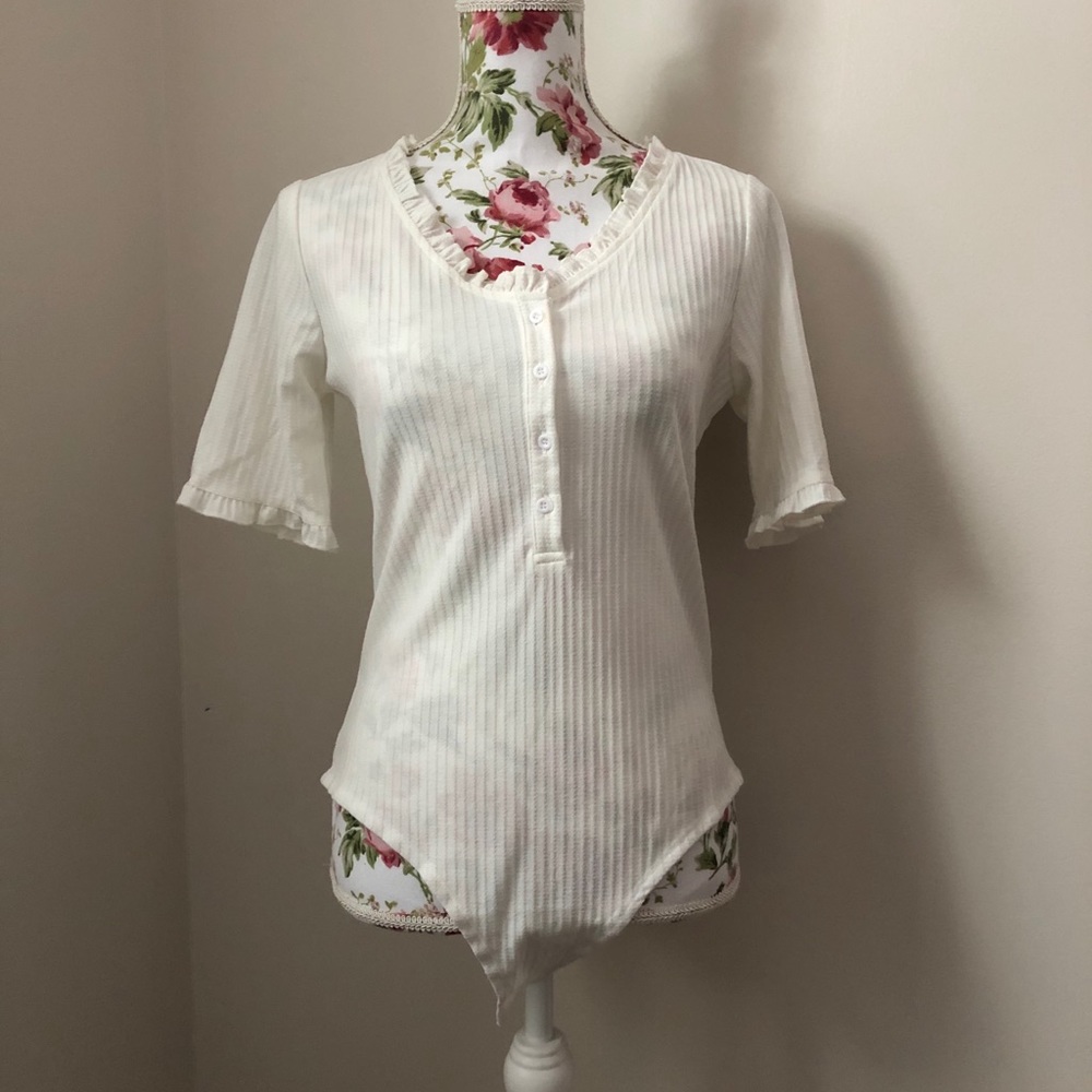 Cream Ruffle Bodysuit